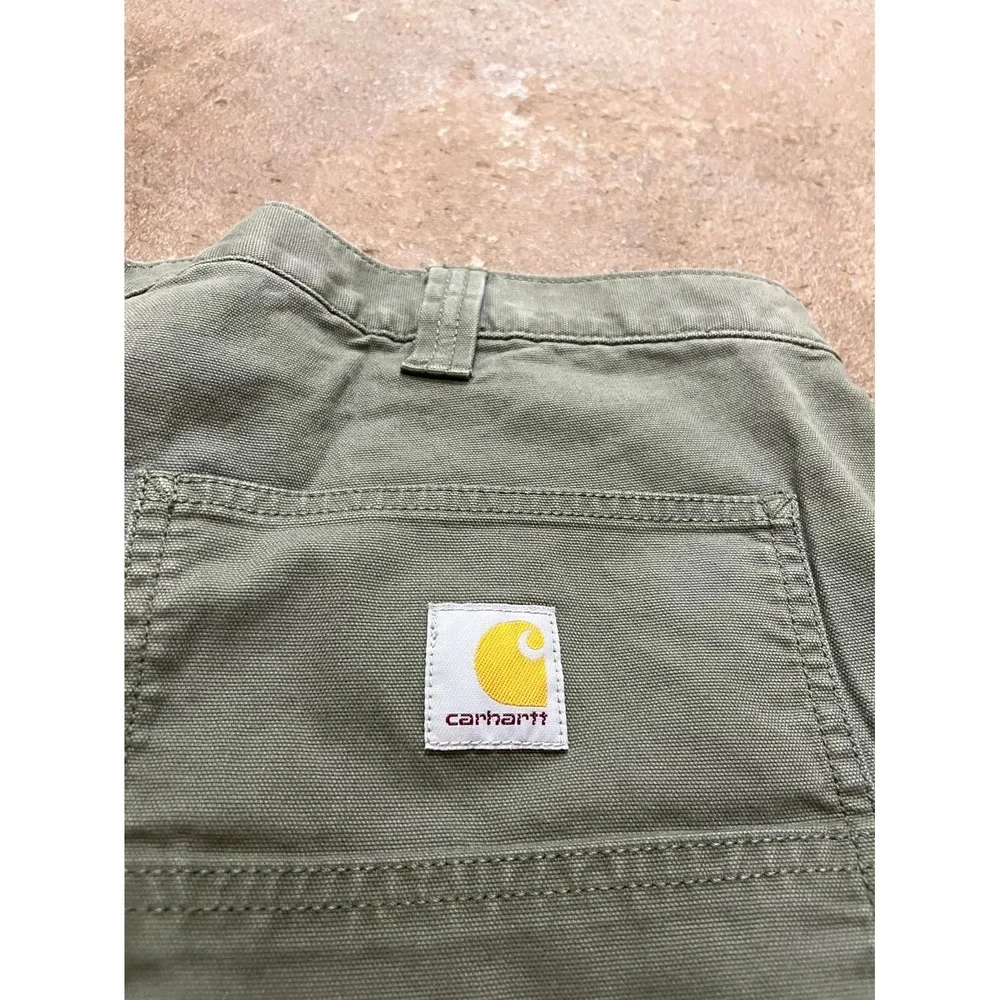 Carhartt Relaxed Work Shorts Mens 40 Olive Green‎ Flat Front Rugged Flex Utility